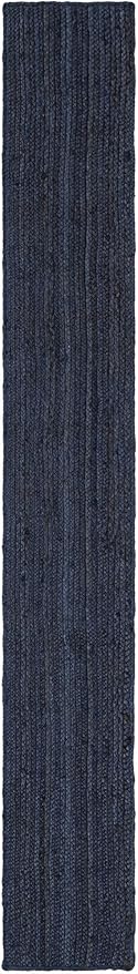 Unique Loom Braided Jute Collection Area Rug - Dhaka (1' 2" x 10' Table Runner, Navy Blue)