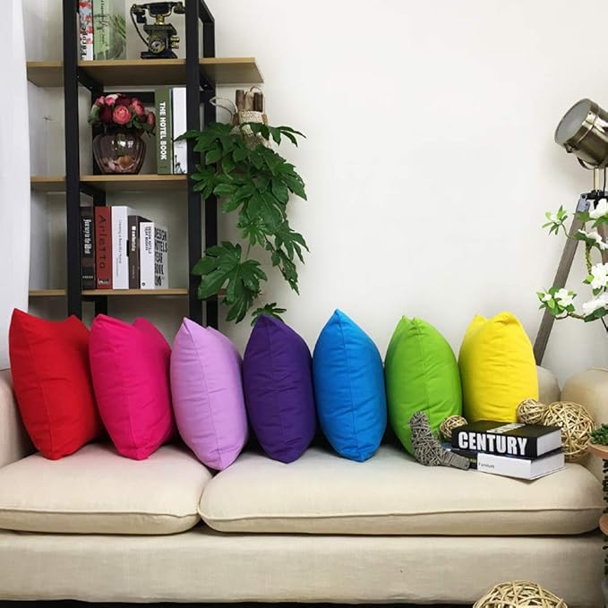 Thmyo 4-Pack 100% Cotton Lumbar Comfortable Solid Decorative Throw Pillow Case Rectangle Cushion Cover Pillowcase Sublimation Blank Christmas DIY Throw Pillowcase for Sofa Bed(12x20inch/30x50cm, Red)