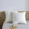 Square Pillow Shams 2 Pack, Ivory, Square Size Pillowcases, Soft Microfiber Geometric Striped Boho Pillow Covers with Envelope Closure, 26x26 Inches (No Insert)