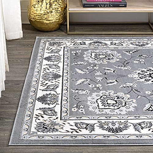 JONATHAN Y Cherie French Cottage Gray/Cream Indoor Area Rug, 8x10, Vintage, Bohemian, Easy-Cleaning for Living Room, Bedroom, Kitchen, Pet Friendly, Non-Shedding (MDP505B-8) - color: Gray/Cream, size: 7'9" x 10' (Rectangular)
