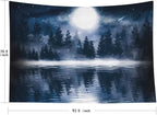 EMMTEEY Black Forest Tapestry Dark Forest with Big Moon Moonlight