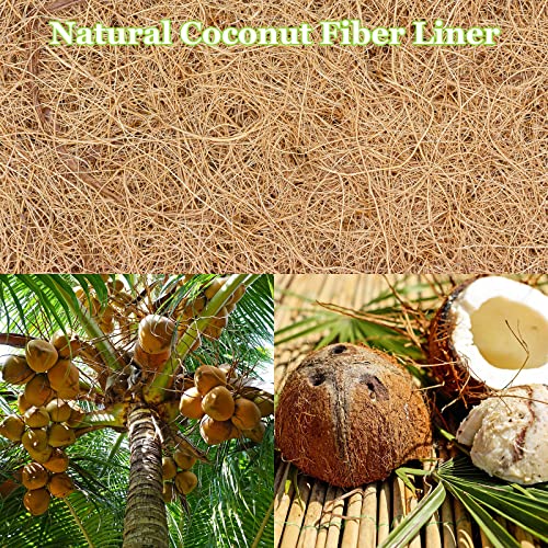Riare 4 Pack 16 Inch Round Coco Liners Replacement, 100% Natural Coconut Coir Liners for Hanging Baskets, Garden Flower Vegetables Planter Pot, Window Box, Fence, Decks - size: 16inch