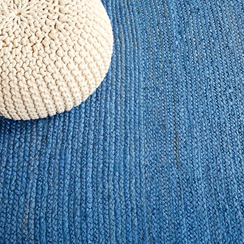 SAFAVIEH Area Rug 3' Round - Natural Fiber Collection - Royal Blue & Natural Brown, Handmade Jute, Braided Border Design (NF801D) - color: Royal Blue/Natural, size: 3' (Round)