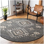 SAFAVIEH Kilim Collection 3' Round Black/Ivory KLM762Z Handmade Flatweave Premium Jute Entryway Foyer Living Room Bedroom Kitchen Area Rug