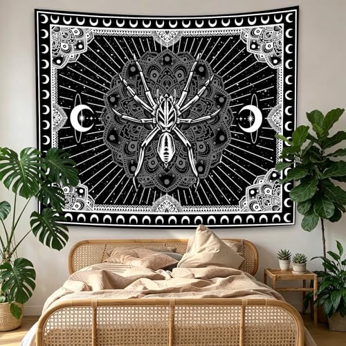 UHOMETAP Mandala Spider Wall Art - Bohemian Tapestry With Starry Sky and Moon Pattern for Living Room, Bedroom, Office - 80x60 Inches