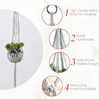 Plant Hanger Indoor, Macrame Plant Hangers Indoor Macrame Hanging Planters for Indoor Plants - 6 Pack Hanging Plant Holders Indoor Hanging, Macromay Plant Hangers for Indoor Plant Hanger,Gray