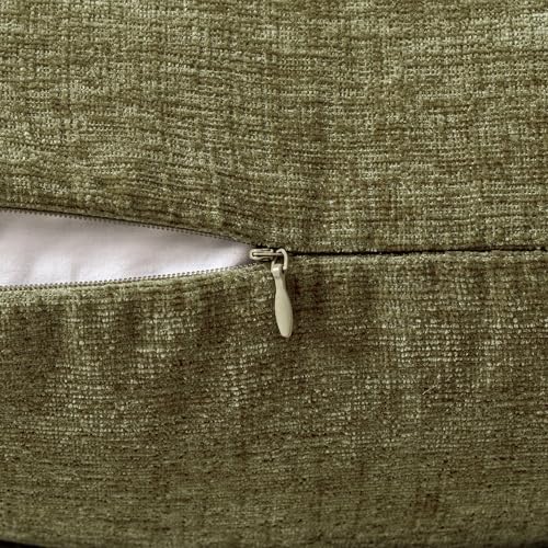 MIULEE Pack of 2 Couch Throw Pillow Covers 16x16 Inch Soft Olive Green Chenille Pillow Covers for Sofa Living Room Solid Dyed Pillow Cases - color: Olive Green, size: 16" x 16" (Pack of 2)