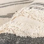 MOCOFO 16" Cream White Grey Woven Tufted Tassel Cushion Cover Fringe Pillow Sofa Couch Throw Bohemian Embroidered Cover ONLY (Gray 18‘’)