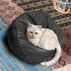 Louis Donné Square Unstuffed Pouf Ottoman Cover - Waterproof Faux Leather Footstool for Living Room, Modern Black Floor Cushion with Storage, Easy Clean, 18 Inch (Cover Only)