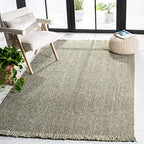 SAFAVIEH Natural Fiber Collection Accent Rug - 3' x 5', Green & Natural, Handmade Woven Fringe Jute, Ideal for High Traffic Areas in Entryway, Living Room, Bedroom (NF826Y) - color: Green/Natural, size: 3' x 5' (Rectangular)