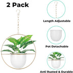 2 Pack Hanging Planters for Indoor Plants with 5.5" Pot + Ceiling Hook + Extender Chain | Hanging Plant Holder, Metal Minimalist Planter, NO Plant incld