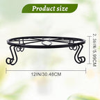 1/2/4 Pack 10/12 Inch Heavy Duty Iron Plant Stands - Rustproof Metal Flower Pot Holder for Indoor Outdoor Use, Round Wrought Iron Planter Stand for Corner Gardening, Patio, Balcony Decor- Black (12IN1PCS)