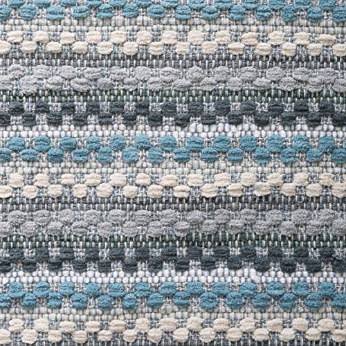 Cotton Chenille Hand Woven Area Rug 2x3 Feet - Aqua Combo, Reversible Quick Water Absorbent Accent Floor Rugs Ideal for Bathroom, Kitchen, Bedroom | Spa Blue Soft Washable Durable Mat for Home Décor - color: Aqua Combo, size: 2 x 3 feet