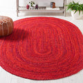 SAFAVIEH Braided Collection Area Rug - 3' x 5' Oval, Red, Handmade Country Farmhouse Reversible Cotton, Ideal for High Traffic Areas in Living Room, Bedroom (BRD452Q) - color: Red, size: 3' x 5' (Oval)