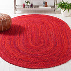 SAFAVIEH Braided Collection Area Rug - 3' x 5' Oval, Red, Handmade Country Farmhouse Reversible Cotton, Ideal for High Traffic Areas in Living Room, Bedroom (BRD452Q) - color: Red, size: 3' x 5' (Oval)
