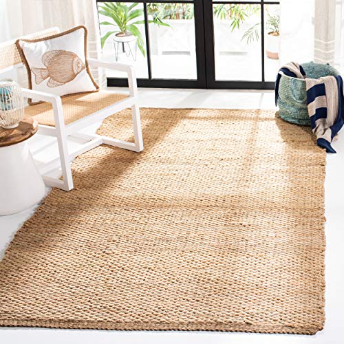 SAFAVIEH Natural Fiber Collection Area Rug - 6' Square, Natural, Handmade Jute, Ideal for High Traffic Areas in Living Room, Bedroom (NF459A) - size: 6' x 6' (Square)