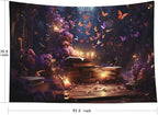 EMMTEEY Medieval Books Mens Tapestry 92.5X70.9 Inch - Mystical Butterflies Wall Art for Living Room Fantasy Fairy Backdrop for Bedroom Dorm