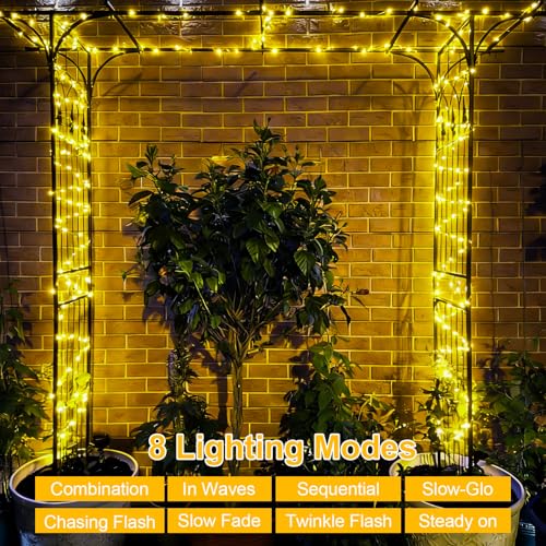 QITONG Warm White Solar Fairy Lights, 2 Pack Each 66ft 200 LED String Lights Outdoor, Silver Wire Solar Christmas Mini Lights - color: Warm White