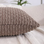VAKADO 12x20 Set of 4 Lumbar Decorative Throw Pillow Covers Couch Neutral Rustic Farmhouse Home Decor Boho Corduroy Cushion Case Square for Living Room Bed Sofa