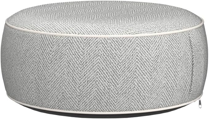 Inflatable Pouf Ottoman, 21x10 Inches Stuffed Chenille Ottoman with Inflatable PVC Liner, Foot Rest with Portable Handle, Round Floor Pillow for Living Room, Bedroom, Kids Room