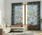 Popular Handicrafts Indian Hippie Bohemian Beautiful- Tree of Life- Bird Tie Dye Mandala Drapery Bedroom Living Room Balcony Curtain Panels Blue - color: Blue, size: 38"W x 83"L (Pack of 2)