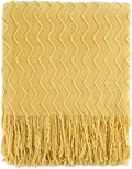BATTILO HOME Yellow Throw Blanket for Couch, Textured Soft Gold Throw Blankets, Decorative Knitted Mustard Blanket for Sofa Bed Living Room, 50"x60"