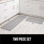 GORILLA GRIP 2 Pack Comfortable Cushioned Kitchen Mats for Floor, 17x24 + 17x48, Waterproof and Stain Resistant, 1/2 Inch Thick Ergonomic Standing Desk Anti Fatigue Mat, Foam Supports Feet, Grey White
