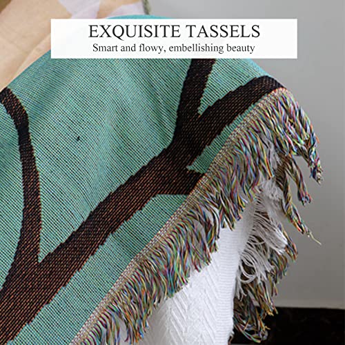 LumiSyne Double-Sided Cotton Woven Throw Blanket with Tassel Jungle Bohemian Style Tapestry Shawl Multi-Function Decorative Throws for Sofa Bed Armchair Camping Blanket Tablecloth Carpet 160x130cm - color: Hawaii
