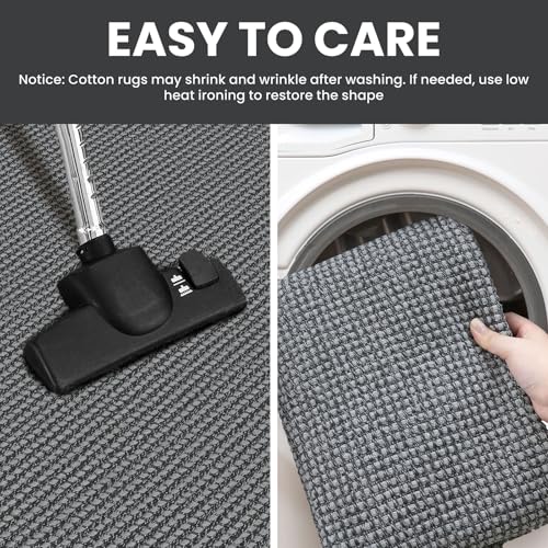 IOHOUZE Small Area Rug 2x3 Washable Woven Rugs for Entryway Non Slip Rubber Backed Front Door Rugs Indoor Doormat Throw Rug Floor Carpet for Entrance Kitchen, Dark Grey - color: Dark Gray, size: 2' x 3' (Rectangular)