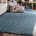 Nuloom Daniela Blue, 6' x 9', Handmade, Jute, Tassel, Soft and Textured, High Traffic, Stain Resistant, Easy Clean, Durable Area Rug for Bedroom, Living Room, Dining Space, Foyer, Entryway - color: Blue, size: 6' x 9' (Rectangular)