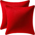 Throw Pillow Covers 22x22 Christmas Red: Pack of 2 Cozy Soft Velvet Square Modern Luxury Decorative Throw Pillow Cases for Sofa Couch Living Room Bed Home Decor