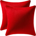 Throw Pillow Covers 22x22 Christmas Red: Pack of 2 Cozy Soft Velvet Square Modern Luxury Decorative Throw Pillow Cases for Sofa Couch Living Room Bed Home Decor