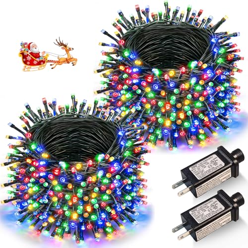 2 Pack Christmas Lights Outdoor, Total 200FT 600LED String Lights for Outside Waterproof with 8 Modes, Connectable Fairy Twinkle Lights for Indoor Patio Garden Party Decorations, Multicolor - color: Multicolor, size: 200FT 600LED