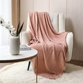 CREVENT Farmhouse Waffle Knit Throw Blanket for Couch Sofa Chair Bed Home Decoration, Soft Warm Cozy Light Weight for Spring Summer Fall (50''X60'' Coral Pink)