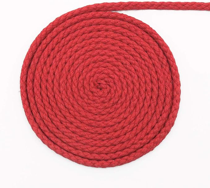 Tenn Well Braided Cotton Cord, 165 Feet 5mm Wide Cotton Macrame Rope for Plant Hangers Wall Hangings DIY Crafts (Red)