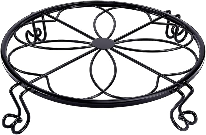 1/2/4 Pack 10/12 Inch Heavy Duty Iron Plant Stands - Rustproof Metal Flower Pot Holder for Indoor Outdoor Use, Round Wrought Iron Planter Stand for Corner Gardening, Patio, Balcony Decor- Black (10IN1PCS)