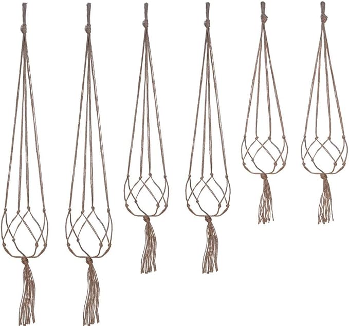 LANGUGU Set of 2 Macrame Plant Hanger Wall Hanging Planter Basket for Indoor Outdoor Flower Pot Plant Holder Wall Art Vintage-Inspired Home Decor, Jute Rope, 4 Legs (48 inch)