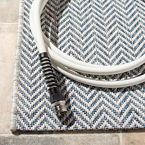 SAFAVIEH Outdoor Accent Rug 2'x3'7" - Courtyard Collection - Coastal Design, Grey & Navy, Durable & Easy Cleaning, Ideal for Patio, Entryway, Mudroom, Backyard (CY8022-36812) - color: Grey/Navy, size: 2' x 3'7" (Rectangular)
