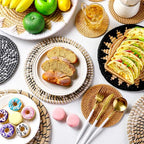 11 Pcs Boho Hanging Wall Basket Decor Handmade Woven Basket Wall Decorative Boho Wicker Baskets Placemats Round Farmhouse Bulrush Art for Rustic Home Decorations Christmas Gift(Stylish) - style: Stylish