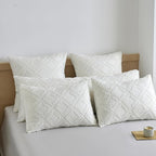 Standard Pillow Shams 2 Pack, Standard Size Pillowcases, Soft Microfiber Geometric Tufted Pillow Covers with Envelope Closure, Ivory, 20x26 Inches
