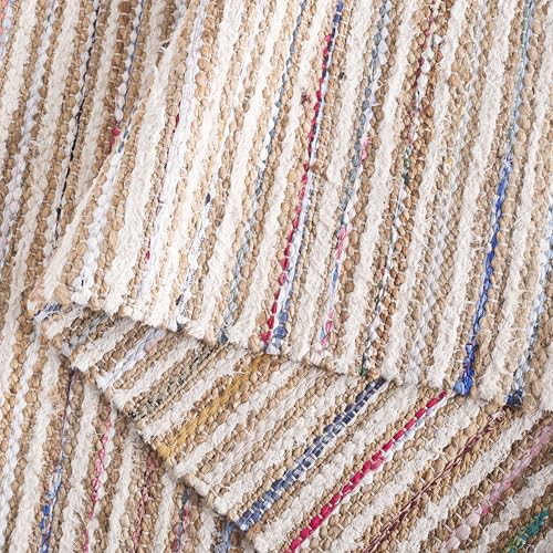 SAFAVIEH Cape Cod Collection Area Rug - 6' Round, Natural/Rust, Geometric Design, Ideal for High Traffic Areas in Living Room, Bedroom, Dining (CAP151P) - color: Natural/Rust, size: 6' (Round)