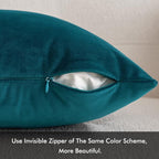 MIULEE Velvet Throw Pillow Covers 22x22 Inch, Pack of 2 - Teal, Soft Solid Decorative Pillow Covers Square Cushion Cases Modern Luxury Home Decor for Spring Couch Sofa Bedroom