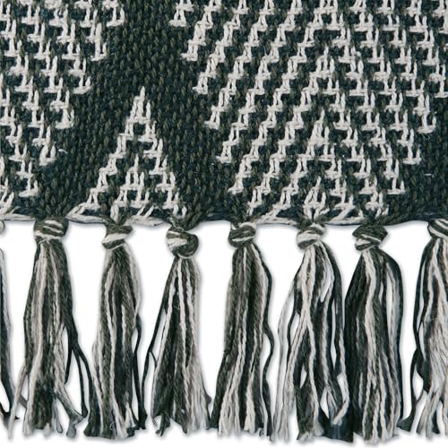 DII Diamond Throw Collection Fringed Woven Cotton Blanket, 50x60, Olive Green - color: Olive Green