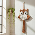 Macrame Owl Wall Hanging Boho Hippy Decor, Handmade Tapestry Fiber Art Wall Decor for Nursery Bedroom Living Room, Sustainable Gift for Owl Lovers & Nature Fans