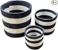 African Planter Baskets Sets of 3 Woven Sisal Baskets for Indoor Plant Pots Covers Home Decor Storage Organizer Gifts Zen Designs Arts and Crafts (Stripe Black White)