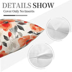 Burnt Orange Watercolor Floral Throw Pillow Covers 18x18 Set of 2, Spring Black Beige Flowers Decorative Pillowcases, Double-Sided Print Cushion Covers for Couch Sofa Bedroom Living Room Spring Decor