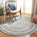 SAFAVIEH Cape Cod Collection Area Rug - 6' Round, Blue & Natural, Handmade Braided Jute & Cotton, Ideal for High Traffic Areas in Living Room, Bedroom (CAP209L) - color: Blue/Natural, size: 6' (Round)