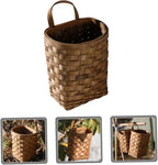 Hanging Basket: Woven Wood Wall Mounted Organizer - 7.7 Inch Handmade Storage for Flowers, Small Plants, Farmhouse and Garden Decor