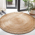 SAFAVIEH Natural Fiber Round Collection 3' Round Natural NF168A Handmade Boho Charm Farmhouse Jute Area Rug - size: 3' (Round)