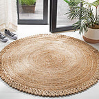 SAFAVIEH Natural Fiber Round Collection 3' Round Natural NF168A Handmade Boho Charm Farmhouse Jute Area Rug